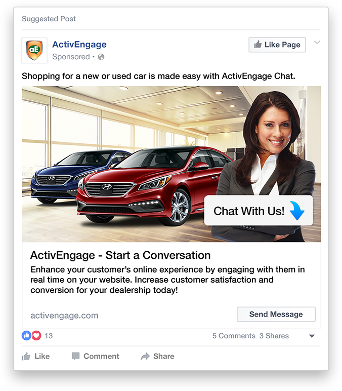ActivEngage Facebook Messenger Ad example