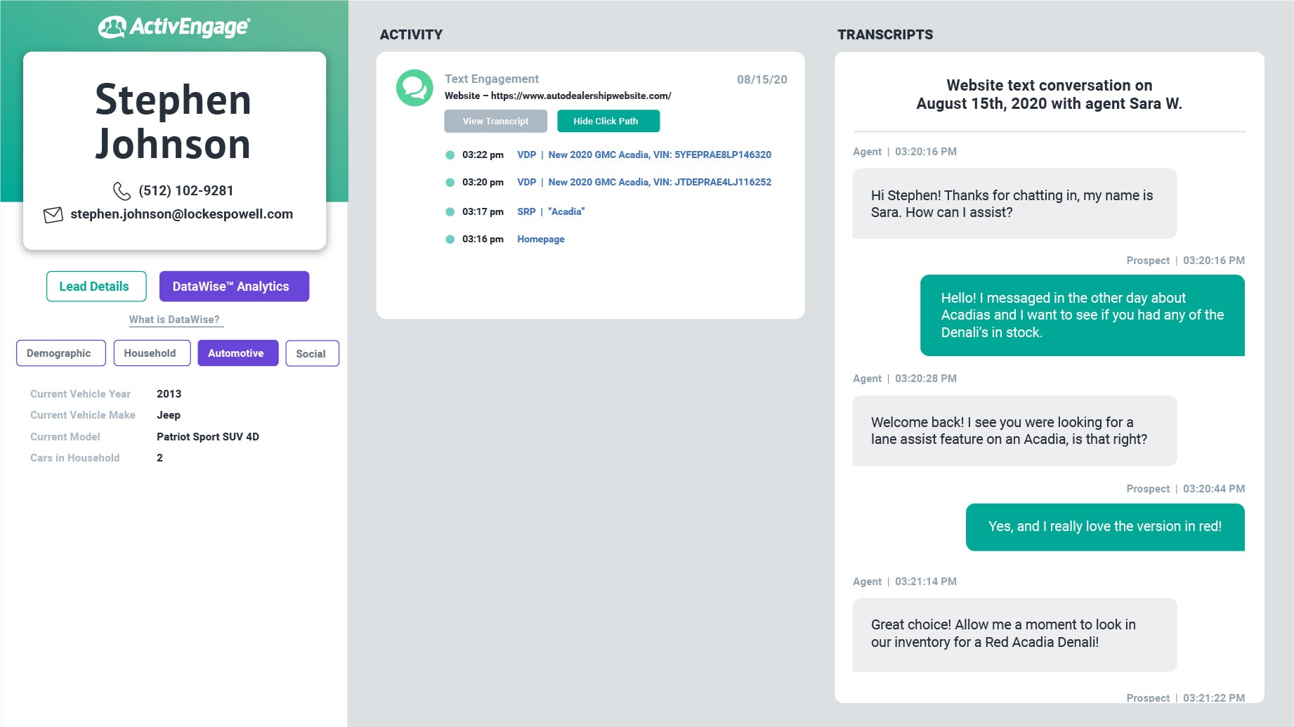 DataWise Customer Journey Desktop View