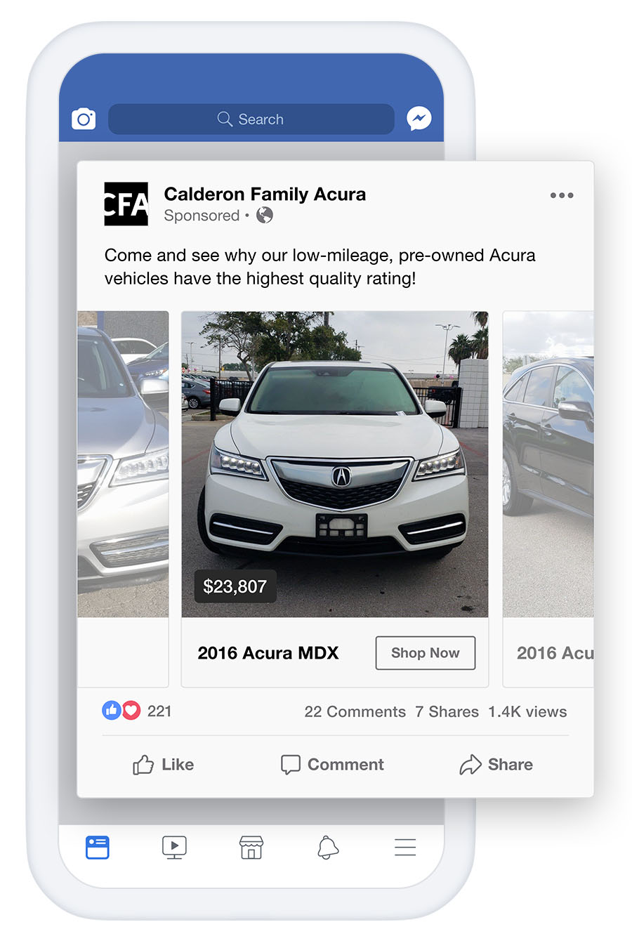 Automatically generated facebook carousel ad