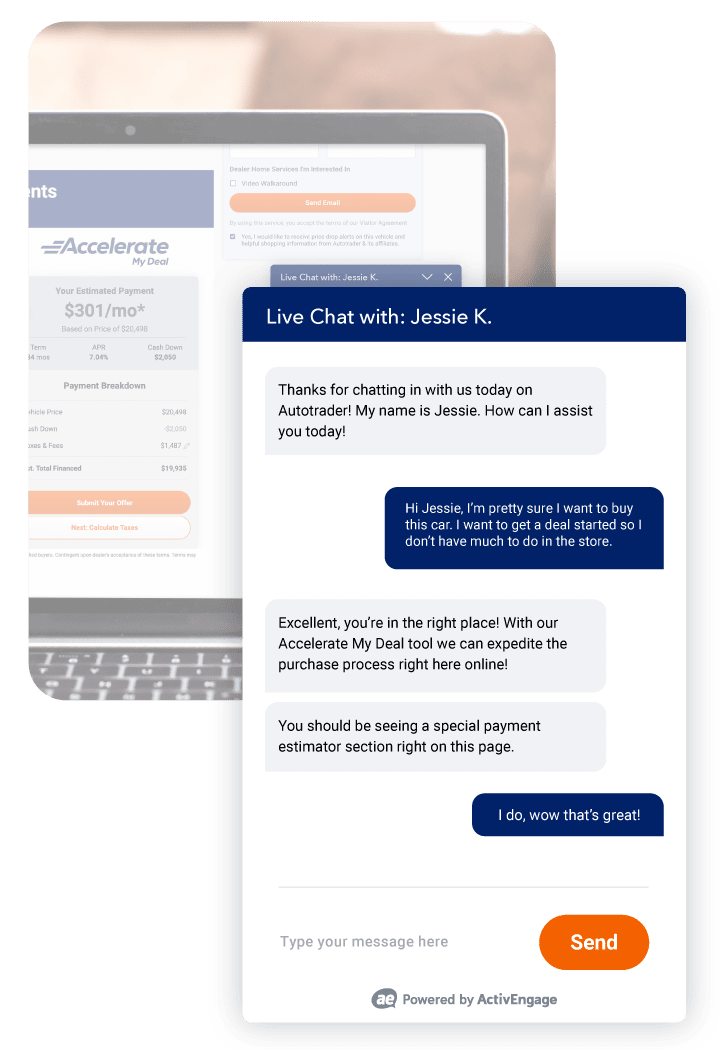 ActivEngage messaging interface on Accelerate My Deal