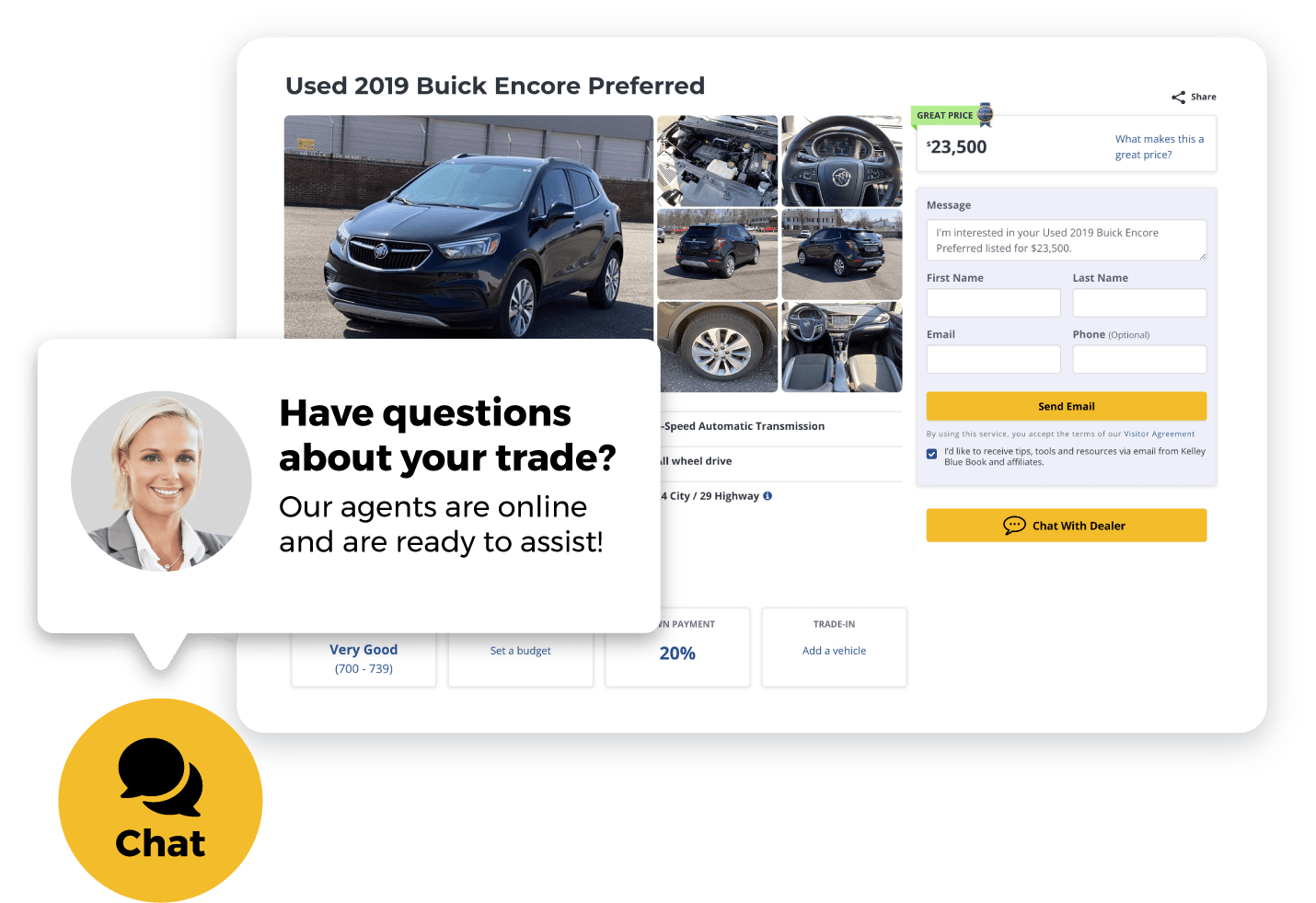 ActivEngage messaging invite shown on Kelley Blue Book website