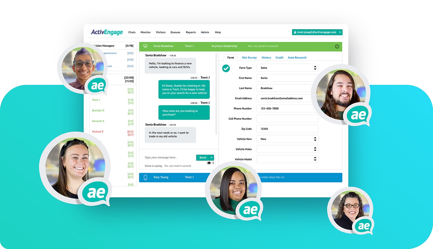 ActivEngage professional team working with messaging software