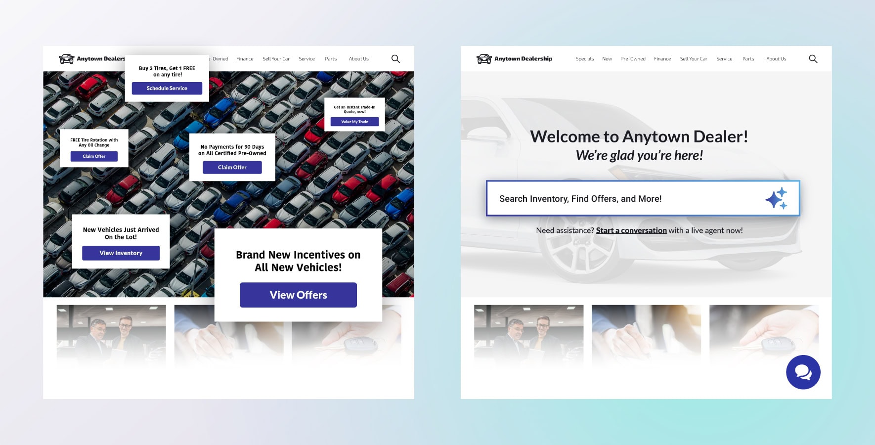 A visual comparison between a cluttered website interface and a clear one